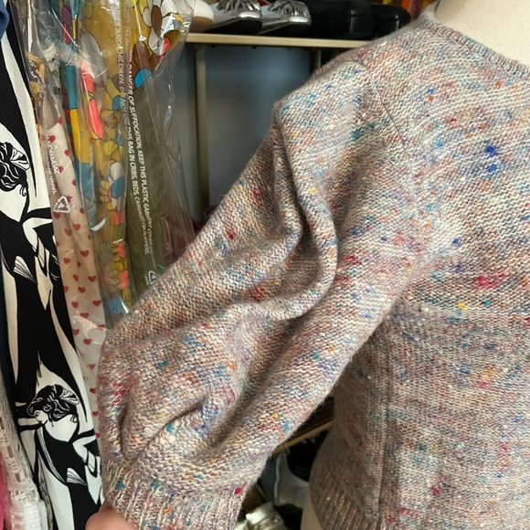 Vintage 1980’s Puff Sleeve Confetti Sweater - Size Large - Picture 4 of 7